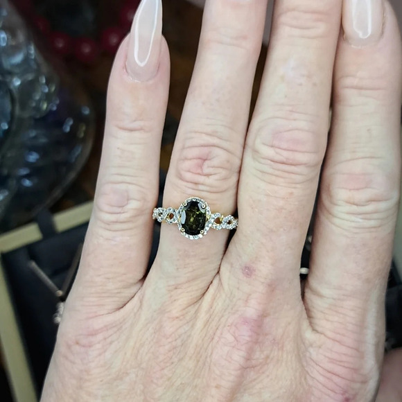 Chrome Tourmaline & White Ziron Halo Enfinity Style Ring. - Picture 3 of 9